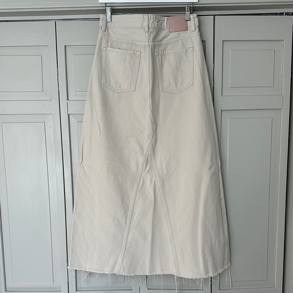 Women's Cream Denim Maxi Skirt - Picture 3 of 7